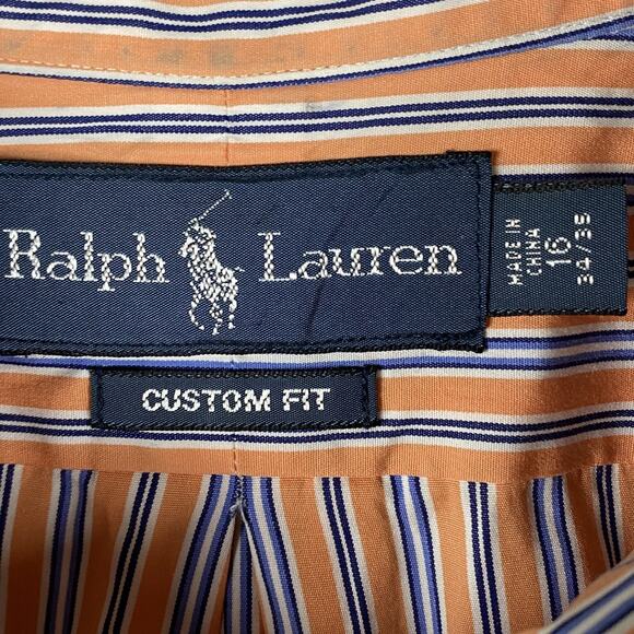 VTG Ralph Lauren Custom Fit Button Down Shirt Men's 16 34/35 Medium Striped - Picture 6 of 12